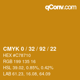 カラーコード: CMYK 0 / 32 / 92 / 22 | qconv.com