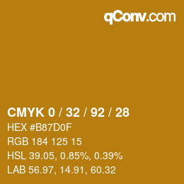 カラーコード: CMYK 0 / 32 / 92 / 28 | qconv.com