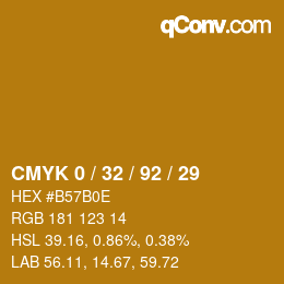 カラーコード: CMYK 0 / 32 / 92 / 29 | qconv.com