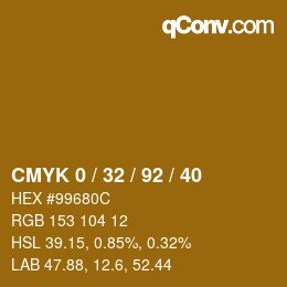 カラーコード: CMYK 0 / 32 / 92 / 40 | qconv.com
