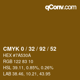 カラーコード: CMYK 0 / 32 / 92 / 52 | qconv.com