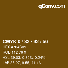 カラーコード: CMYK 0 / 32 / 92 / 56 | qconv.com