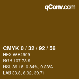 カラーコード: CMYK 0 / 32 / 92 / 58 | qconv.com