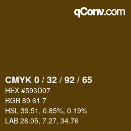 カラーコード: CMYK 0 / 32 / 92 / 65 | qconv.com