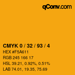 カラーコード: CMYK 0 / 32 / 93 / 4 | qconv.com