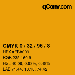 カラーコード: CMYK 0 / 32 / 96 / 8 | qconv.com