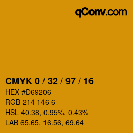 カラーコード: CMYK 0 / 32 / 97 / 16 | qconv.com