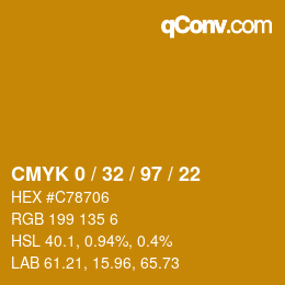 Color code: CMYK 0 / 32 / 97 / 22 | qconv.com