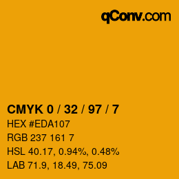 カラーコード: CMYK 0 / 32 / 97 / 7 | qconv.com