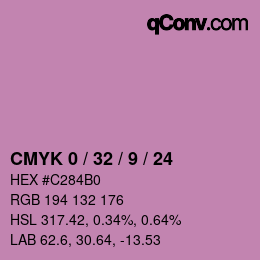 カラーコード: CMYK 0 / 32 / 9 / 24 | qconv.com