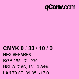 カラーコード: CMYK 0 / 33 / 10 / 0 | qconv.com