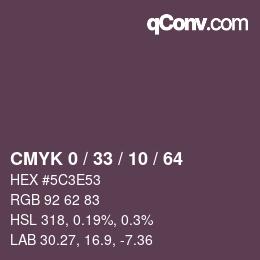 Code couleur: CMYK 0 / 33 / 10 / 64 | qconv.com