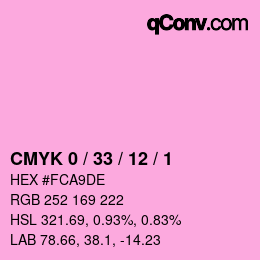 カラーコード: CMYK 0 / 33 / 12 / 1 | qconv.com