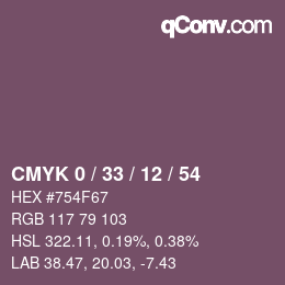 Color code: CMYK 0 / 33 / 12 / 54 | qconv.com