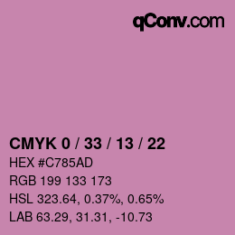 カラーコード: CMYK 0 / 33 / 13 / 22 | qconv.com