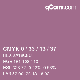カラーコード: CMYK 0 / 33 / 13 / 37 | qconv.com