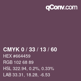 カラーコード: CMYK 0 / 33 / 13 / 60 | qconv.com