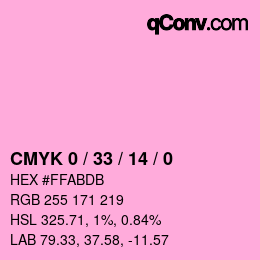 カラーコード: CMYK 0 / 33 / 14 / 0 | qconv.com