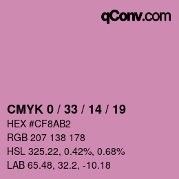 カラーコード: CMYK 0 / 33 / 14 / 19 | qconv.com