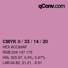 Color code: CMYK 0 / 33 / 14 / 20 | qconv.com