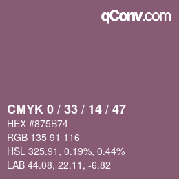 颜色代码: CMYK 0 / 33 / 14 / 47 | qconv.com