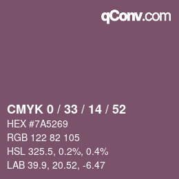カラーコード: CMYK 0 / 33 / 14 / 52 | qconv.com