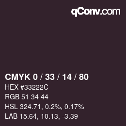 カラーコード: CMYK 0 / 33 / 14 / 80 | qconv.com