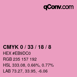 カラーコード: CMYK 0 / 33 / 18 / 8 | qconv.com