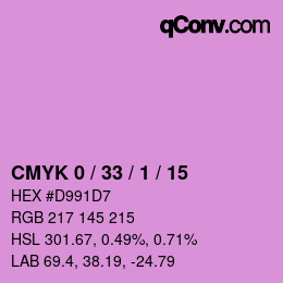 カラーコード: CMYK 0 / 33 / 1 / 15 | qconv.com