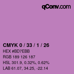 カラーコード: CMYK 0 / 33 / 1 / 26 | qconv.com