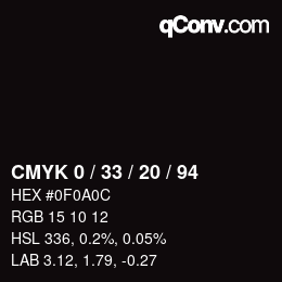Farbcode: CMYK 0 / 33 / 20 / 94 | qconv.com