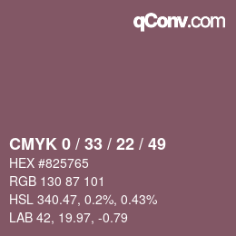 Farbcode: CMYK 0 / 33 / 22 / 49 | qconv.com
