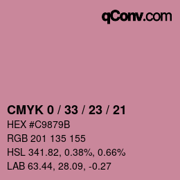 カラーコード: CMYK 0 / 33 / 23 / 21 | qconv.com