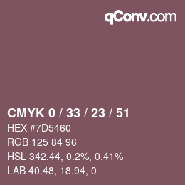 Farbcode: CMYK 0 / 33 / 23 / 51 | qconv.com