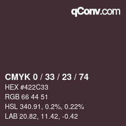 カラーコード: CMYK 0 / 33 / 23 / 74 | qconv.com