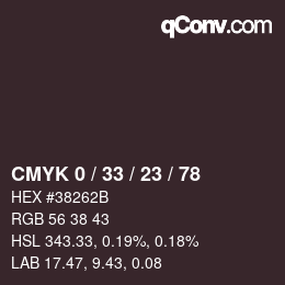 カラーコード: CMYK 0 / 33 / 23 / 78 | qconv.com