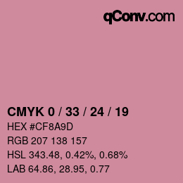 カラーコード: CMYK 0 / 33 / 24 / 19 | qconv.com