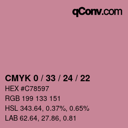 Farbcode: CMYK 0 / 33 / 24 / 22 | qconv.com