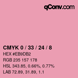 カラーコード: CMYK 0 / 33 / 24 / 8 | qconv.com