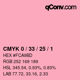カラーコード: CMYK 0 / 33 / 25 / 1 | qconv.com