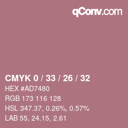 Color code: CMYK 0 / 33 / 26 / 32 | qconv.com