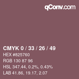Farbcode: CMYK 0 / 33 / 26 / 49 | qconv.com