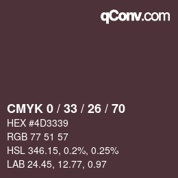 Color code: CMYK 0 / 33 / 26 / 70 | qconv.com