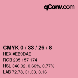 カラーコード: CMYK 0 / 33 / 26 / 8 | qconv.com