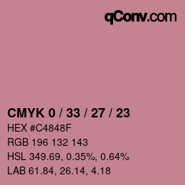 カラーコード: CMYK 0 / 33 / 27 / 23 | qconv.com