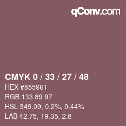 Farbcode: CMYK 0 / 33 / 27 / 48 | qconv.com