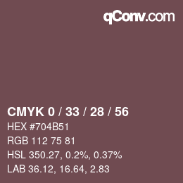 Farbcode: CMYK 0 / 33 / 28 / 56 | qconv.com