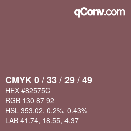 Farbcode: CMYK 0 / 33 / 29 / 49 | qconv.com