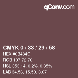 Color code: CMYK 0 / 33 / 29 / 58 | qconv.com
