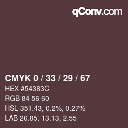 Farbcode: CMYK 0 / 33 / 29 / 67 | qconv.com